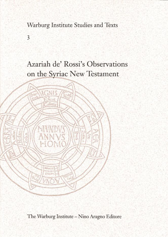 AZARIAH DE' ROSSI OBSERVATIONS ON THE SYRIAC NEW TESTAMENT